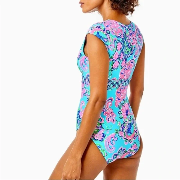 Lilly Pulitzer Imogen Swimsuit Jungle Horizon Size 12 - Picture 3 of 9